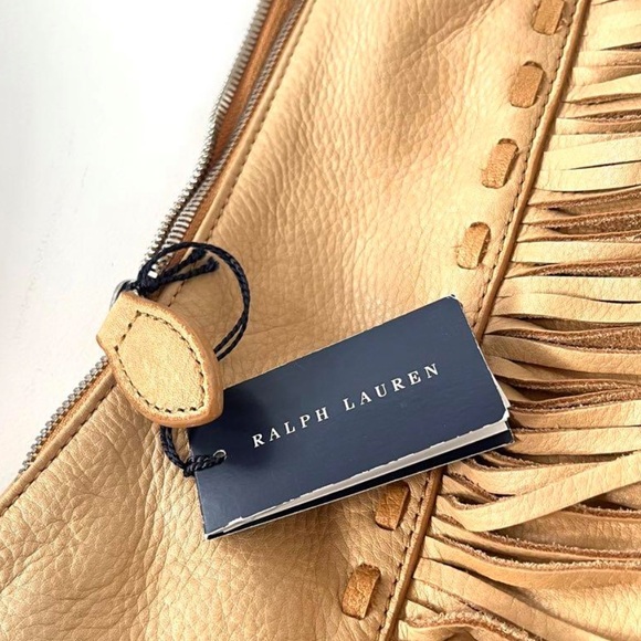 RALPH LAUREN Shoulder Bag Cowhide Camel fringe tassels western purse - Picture 7 of 12